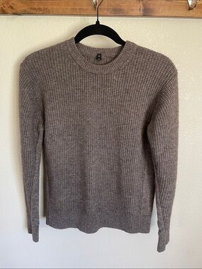 Muji Yak Hair Wool Ribbed Crewneck Sweater Taupe Women’s M Minimalist Natural